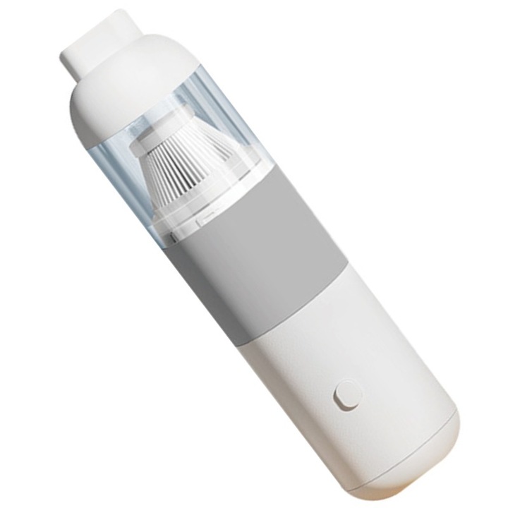 Hordozható autós porszívó, fehér, 2 sebességfokozat, nagy sebességű rézmotor, autóhoz, PC-hez, irodához, háztartáshoz, porszívás és fújás, 2 szívófej, 1 fúvófej, 3000 Pa, könnyen használható, hordozható, vezeték nélküli