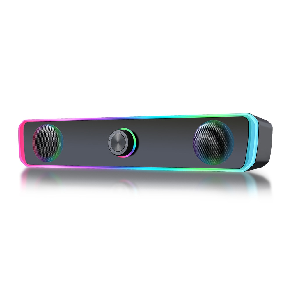 Sound bar portabila cu Bluetooth, RGB, Iluminare 4D, Bass puternic, Sunet de joc de inalta calitate, Control tactil, Port audio 3.5mm, Negru，Ugo®