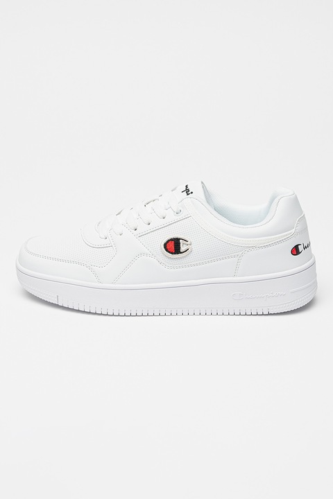 Champion, Pantofi sport din piele ecologica cu logo discret, Alb optic