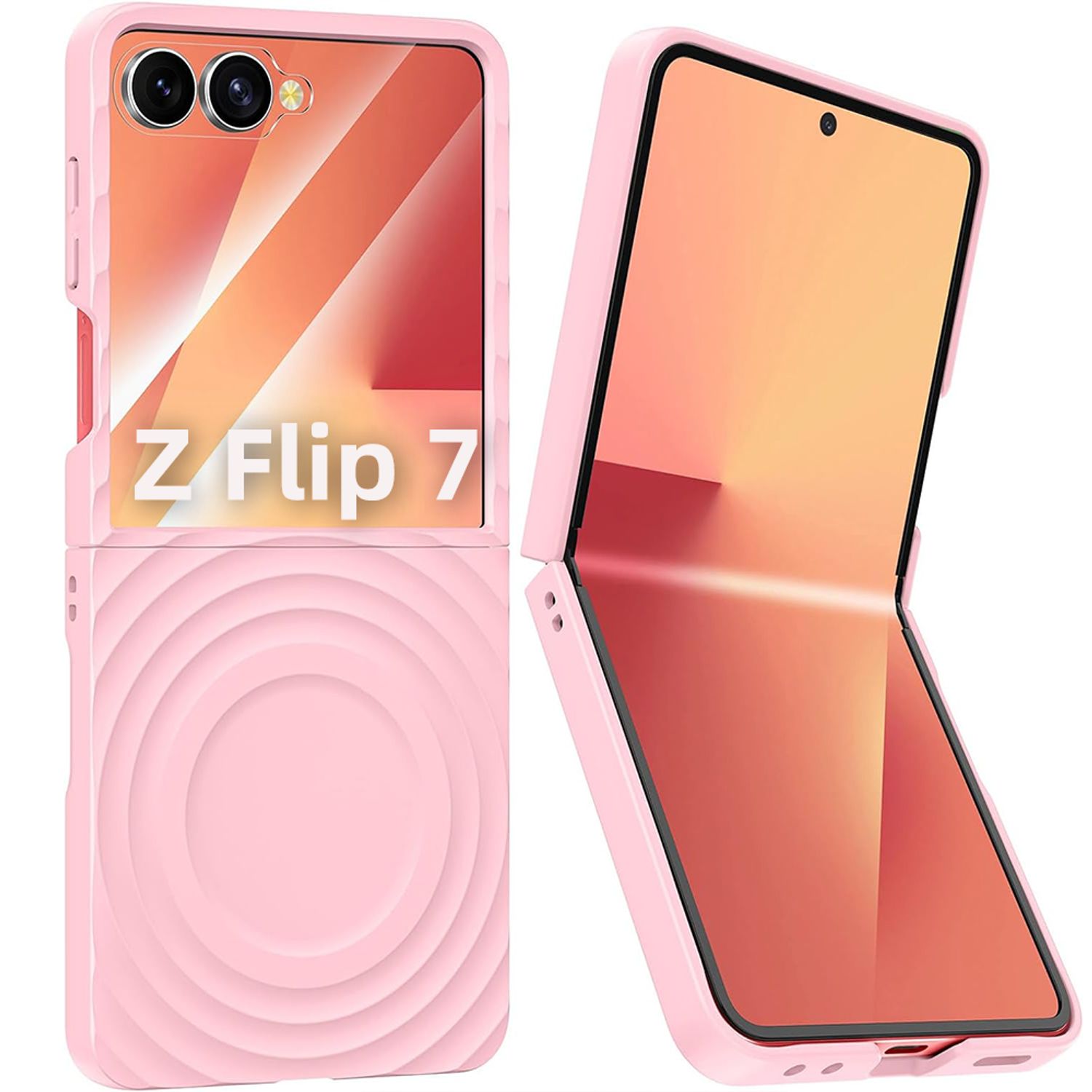 Husa Compatibila Samsung Galaxy Z Flip7, Model Valuri, Magsafe, Protectie Antisoc, Textura Prietenoasa Cu Pielea, Roz