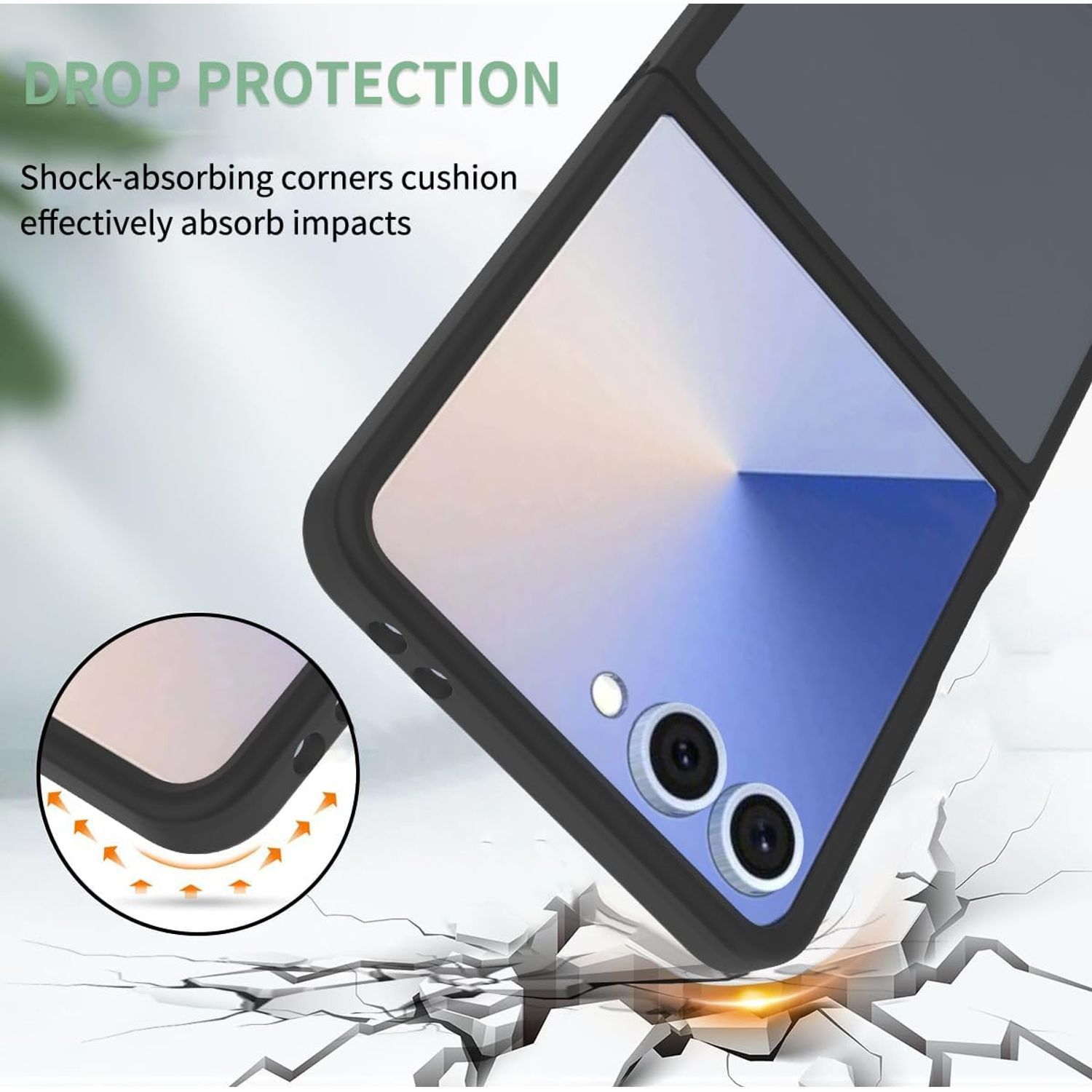 Husa telefon compatibila cu Samsung Galaxy Z Flip7, Protectie Colturi, MagSafe, Negru Mat Transparent