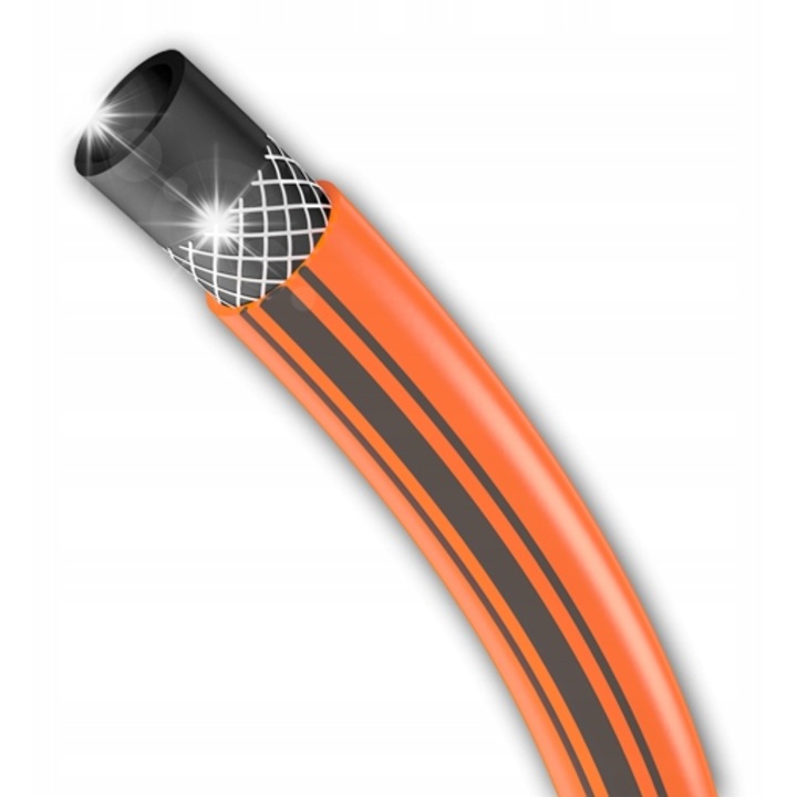 Градински маркуч 3/4", 20 м, Bradas, 3 слоя, устойчив на UV лъчи, оранжев с черни ивици