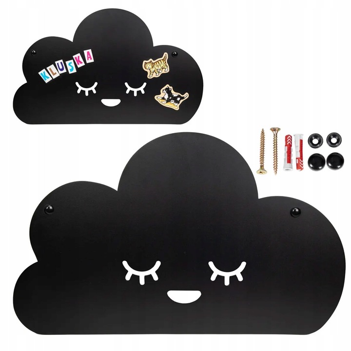 Tabla Magnetica In Forma De Norisor Cu Accesorii De Montaj, Metalica, Grosime 2 mm, Dimensiuni 51 x 31 cm, Neagra