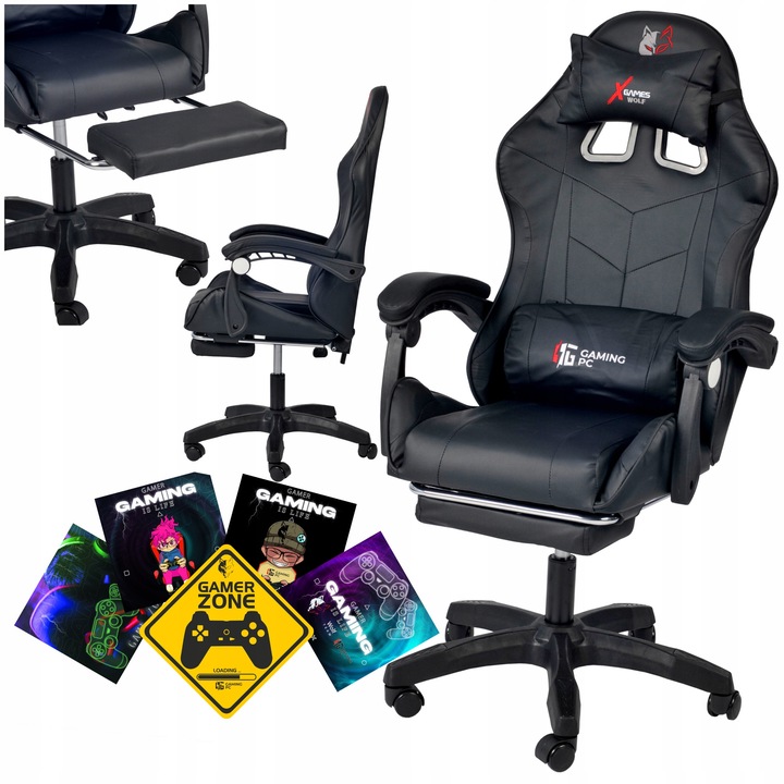 Scaun De Gaming, x Games Wolf, Fg02, Material Piele Ecologica, Functie De Masaj, Capacitate Maxima 120 Kg, Reglare Inaltime Sezut 115-123 cm, Dimensiuni 115-123 cm x 81 cm x 40 cm x 53 cm x 41-49 cm x 64 cm, Multicolor