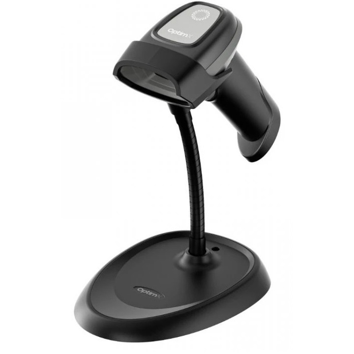Cititor Wireless coduri de bare OptimX H1000R, 1D/2D/QR, Bluetooth, Baterie 2000mAh, pana la 12h scanare continua, Windows/iOS/Android + Suport