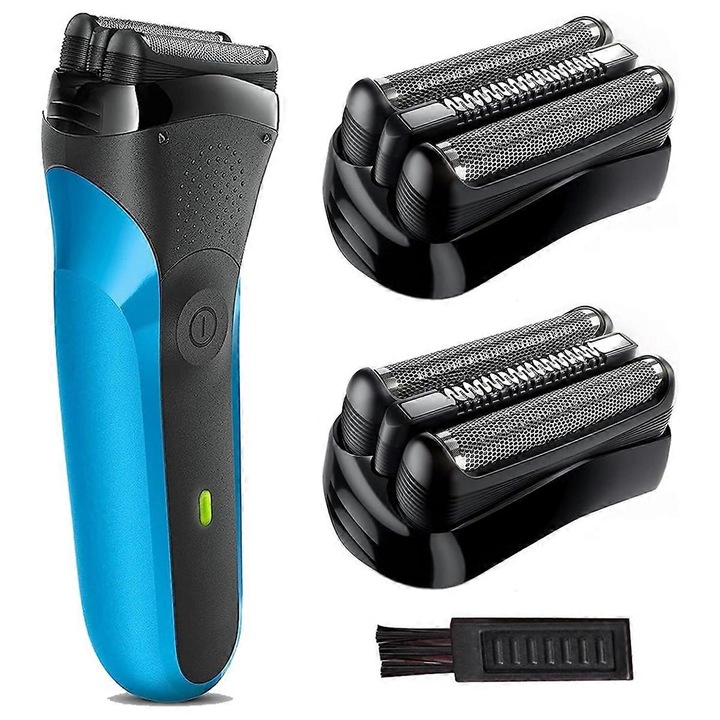 Set 2 capete de schimb pentru aparate de ras electrice, plastic, negru/albastru