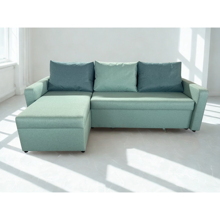 Tokyo kinyitható kanapé, tárolódobozzal és felcserélhető nyugággyal, mentazöld