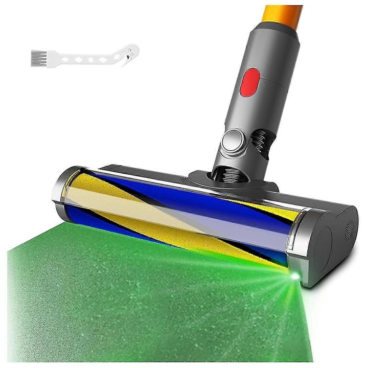 Cap de perie pentru aspiratoare V7 V10 V11 V15, cu lampa de detectare a prafului, material plastic, set 1x cap de perie, 1x perie de curatare