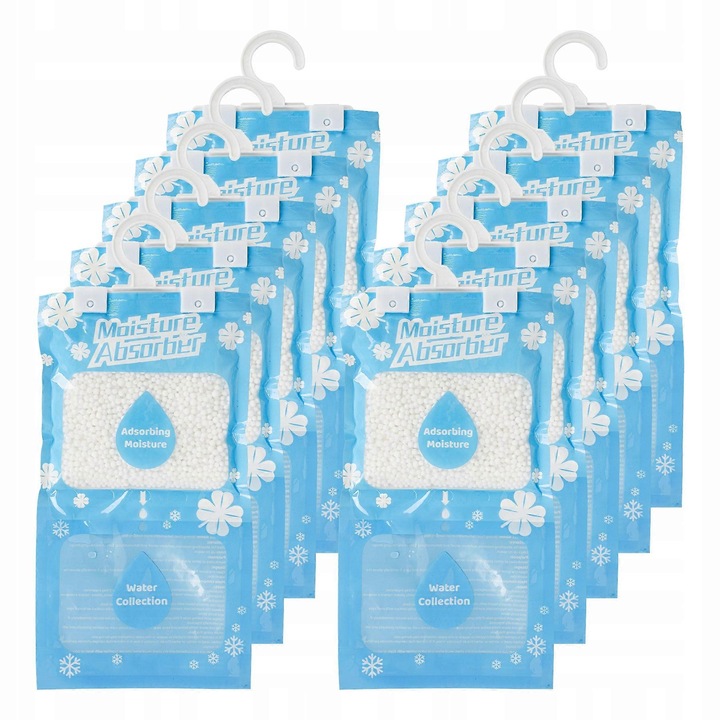 Absorber umiditate pentru dulap, set 10 piese, 15,5x36cm, granule 230g