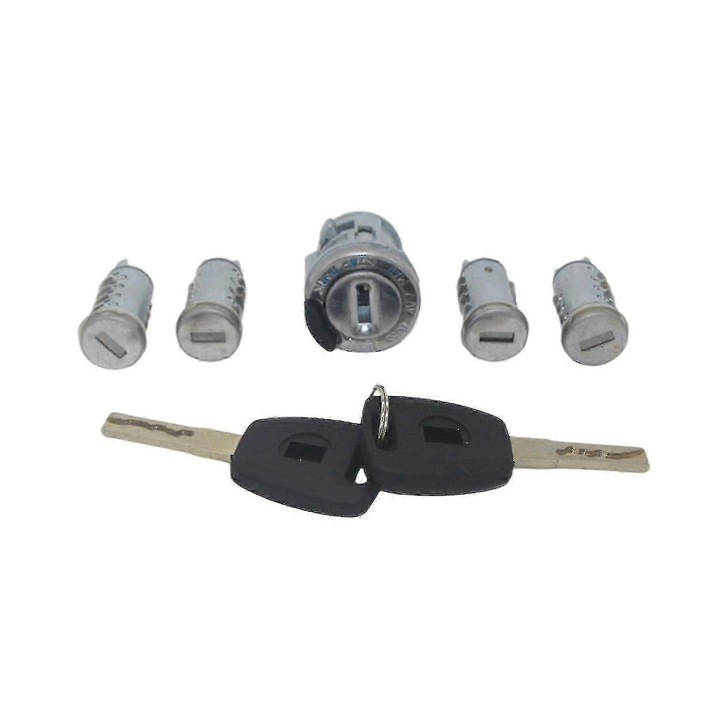 Set 5 piese cilindri incuietoare usa si portbagaj pentru Fiat Doblo, Punto, Panda, cu chei SIP22