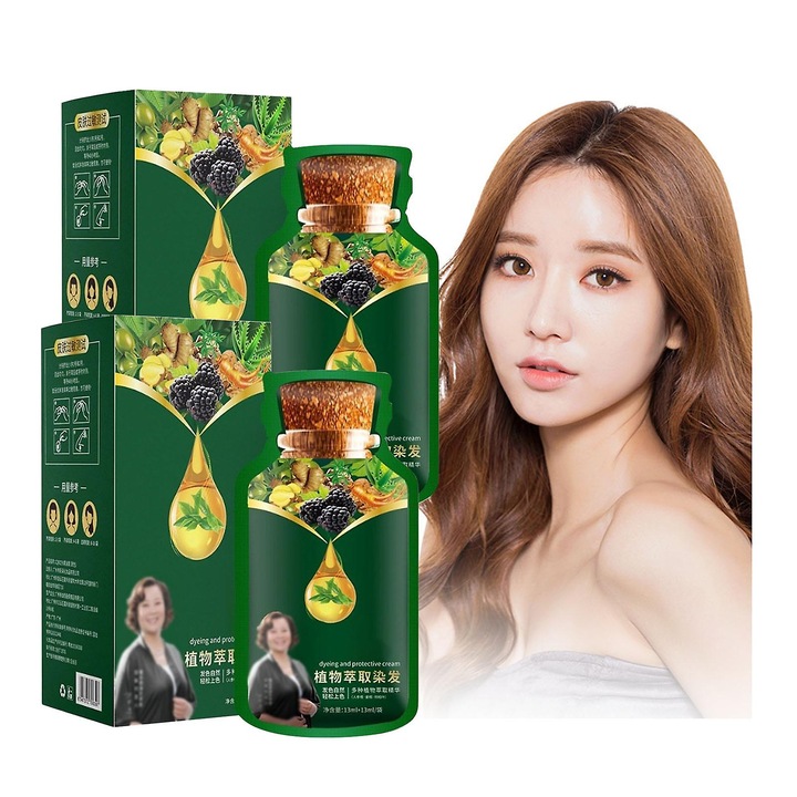 Crema vopsea par din plante, set 2 bucati, 13ml/buc, culoare cafea