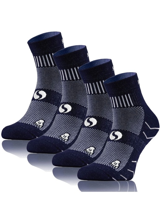 Sosete sport AMZ - pachet de 4, tesatura de terry, 88% bumbac, respirabil, elastic si durabil, alergare, antrenament, de zi cu zi, 43-46