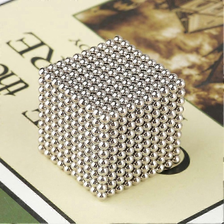 Bile magnetice 3mm, set 1000 bucati, argintii, cu cutie de depozitare