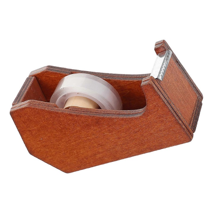 Dispenser de banda din lemn retro, , culoare maro, 10.50x8.50x3.60cm