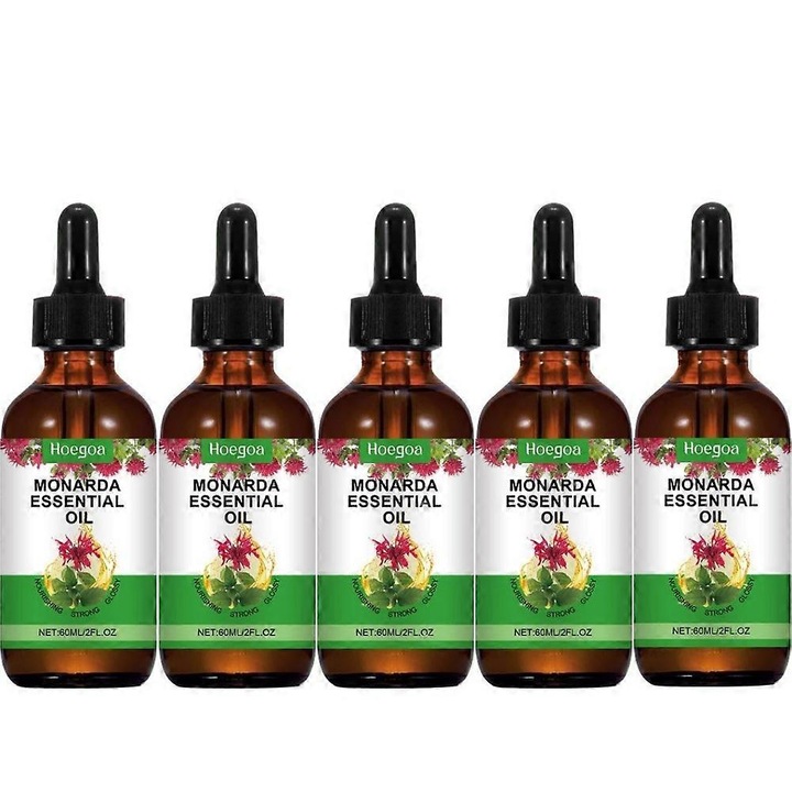 Ulei cosmetic Monarda, Hoegoa, set 5 bucati, ingrijire par, unghii, gene, sprancene, hidratare, anti-imbatranire