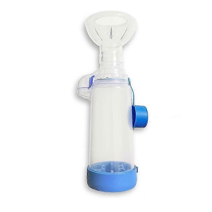 Spacer inhalator pentru animale de companie, 2 masti incluse, transparent-alb si albastru, dimensiuni portabile