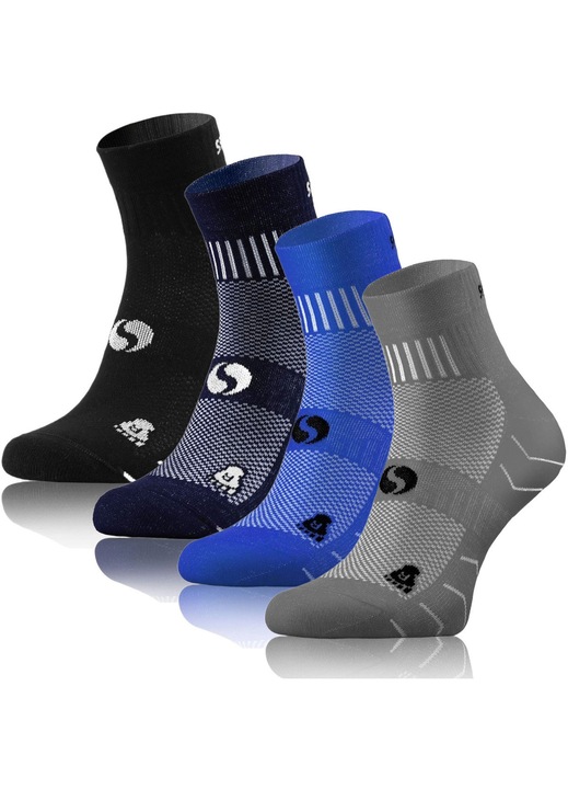 Sosete sport AMZ - pachet de 4, tesatura de terry, 88% bumbac, respirabil, elastic si durabil, alergare, antrenament, de zi cu zi, 35-38