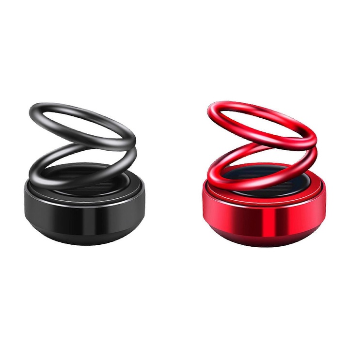 Purificator de aer aromaterapie auto, set 2 bucati, electroplatate, eliminare mirosuri, 6.4x6.1x6.1cm, rosu\negru