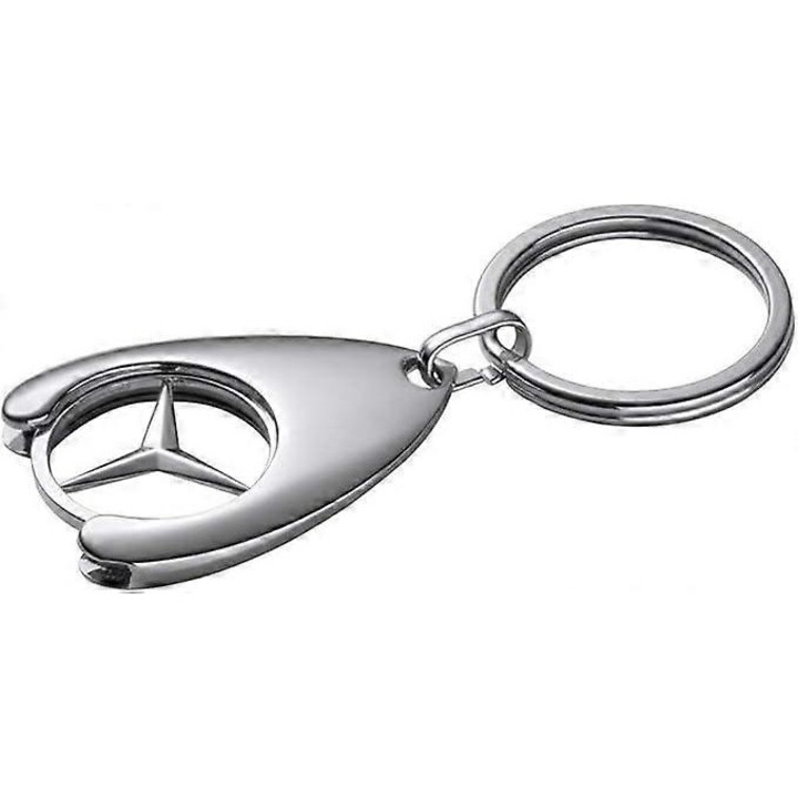 Breloc Mercedes Benz Daimler, argintiu, zinc turnat nichelat