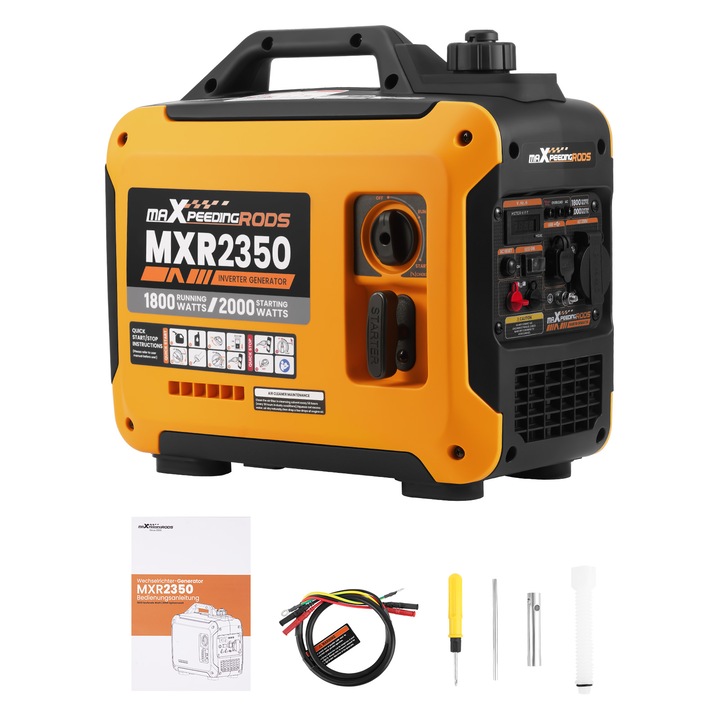 Generator invertor Portabil Liniste 2KW maXpeedingrods MXR2350 Benzina, Eco-Mode, 15kg, 4-stroke, 16A 230V, 2 x USB