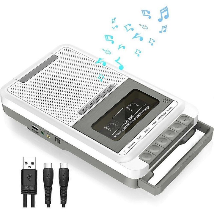 Преносим касетофон, рекордер и конвертор, 3 режима на възпроизвеждане, 3,5 мм жак