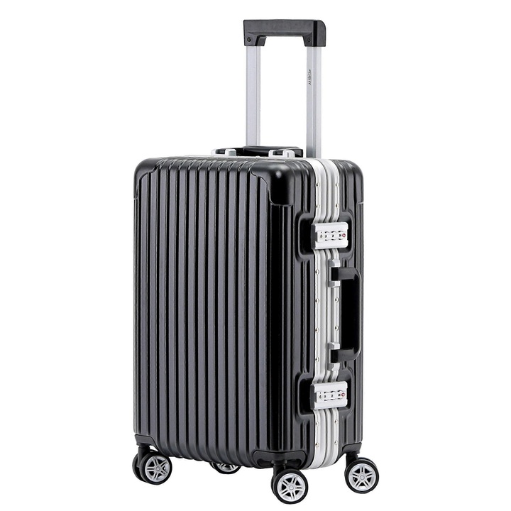 Geanta de voiaj, set 3 piese, argintie, dimensiuni: 21" (55x35x20cm), 26" (65x43x25cm), 30" (75x50x30cm)