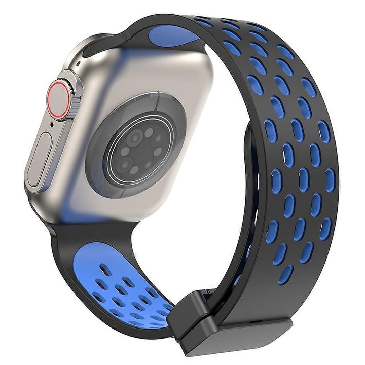 Bratara pentru Ceas Apple Watch, Dual-Color, Silicon, Carbon Black+Black, 90mm+120mm, Set