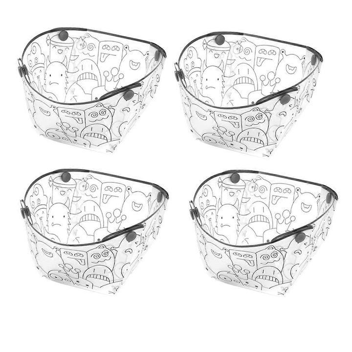 Set 4 boluri pliabile, material PP, transparent si negru, pentru camping