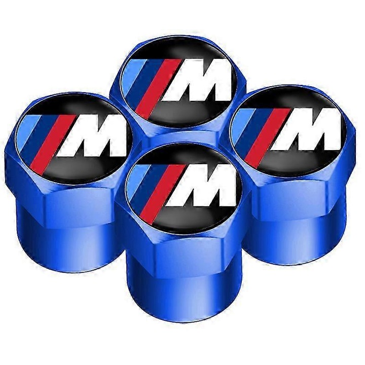 Set 4 capace valve roata metalice, BMW, negru, pentru accesorii auto