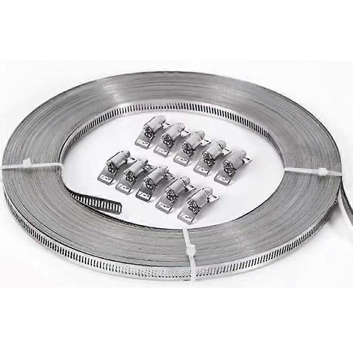 Clama ajustabila din inox 304, set 5m x 12.6mm, cu 10 legaturi