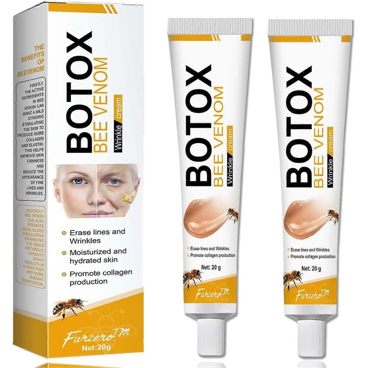 Crema de fata cu venin de albine, fermitate si reducerea ridurilor, hidratanta, set 2 bucati