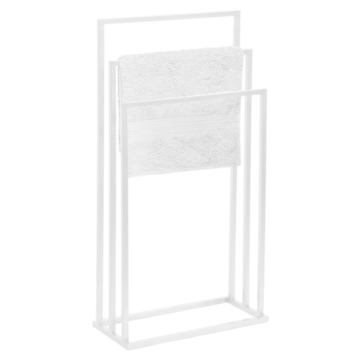 Suport pentru prosoape, FRAMADO, VIVO, alb, 3 bare, 45x21x86 cm