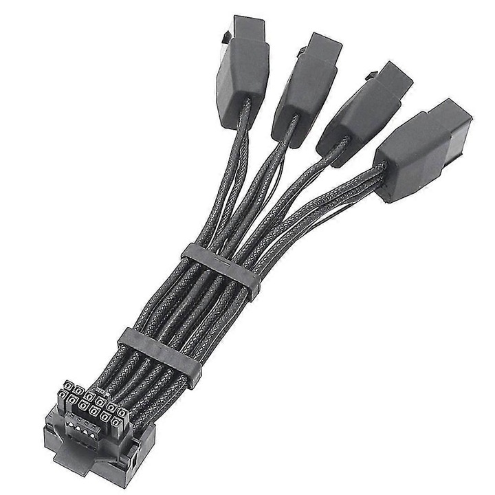 Кабел адаптер GPU 4x8pin към 16pin 12VHPWR, 90 градуса, 15см, за RTX4090 RTX4080
