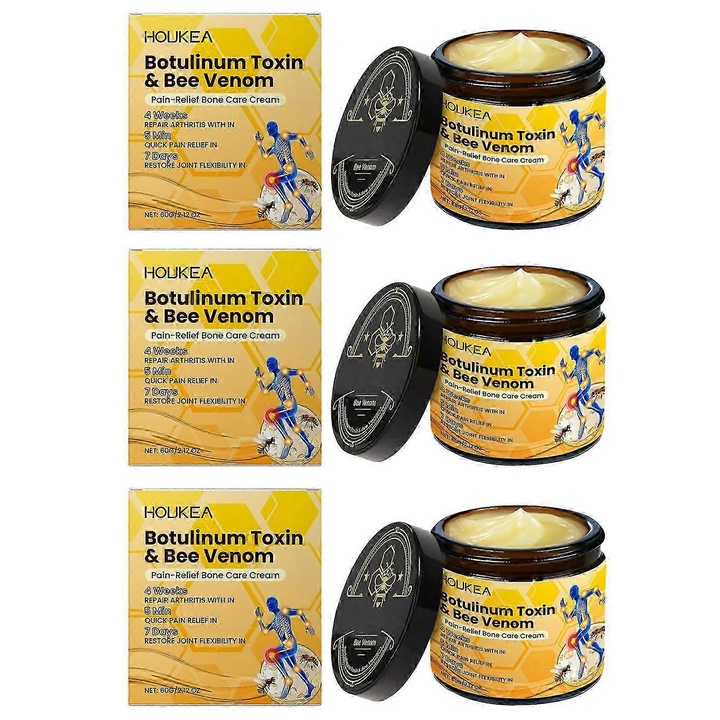 Crema pentru articulatii, Houkea, cu venin de albine, 3 bucati, 60 g