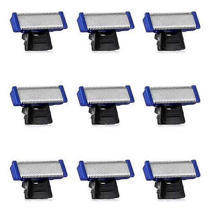 Set 9 capete de schimb pentru aparat de ras, argintiu-albastru, metal + plastic