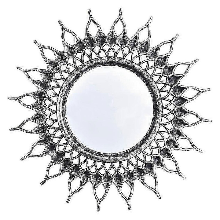 Oglinda rotunda decorativa pentru perete, argintie, 25cm, set de 1 bucata