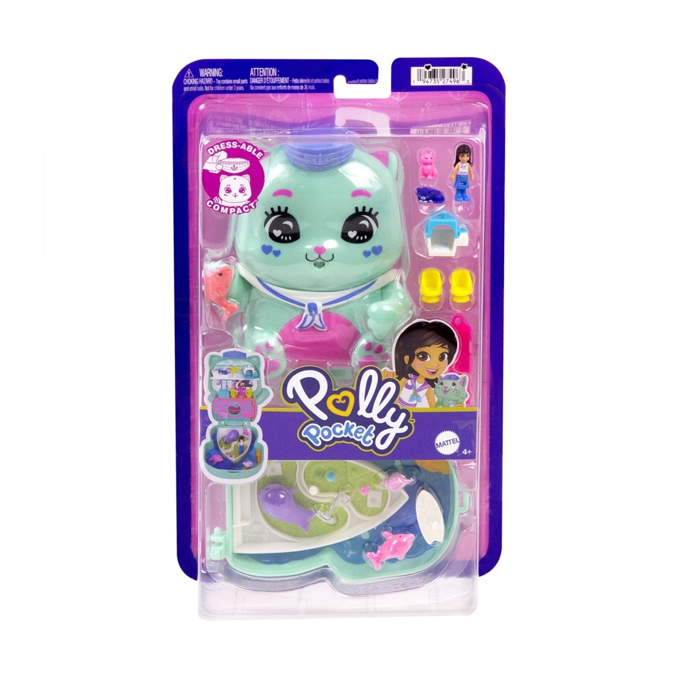 Gentuta Polly Pocket - Pisicuta marinar, cu accesorii