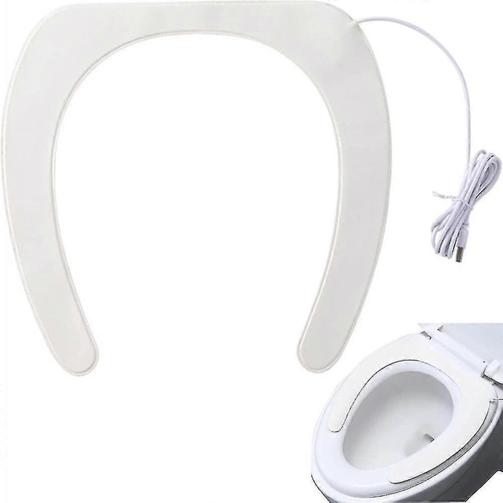 Capac de toaleta incalzit, moale si captusit, 32x34x1.5cm, usor de curatat, set