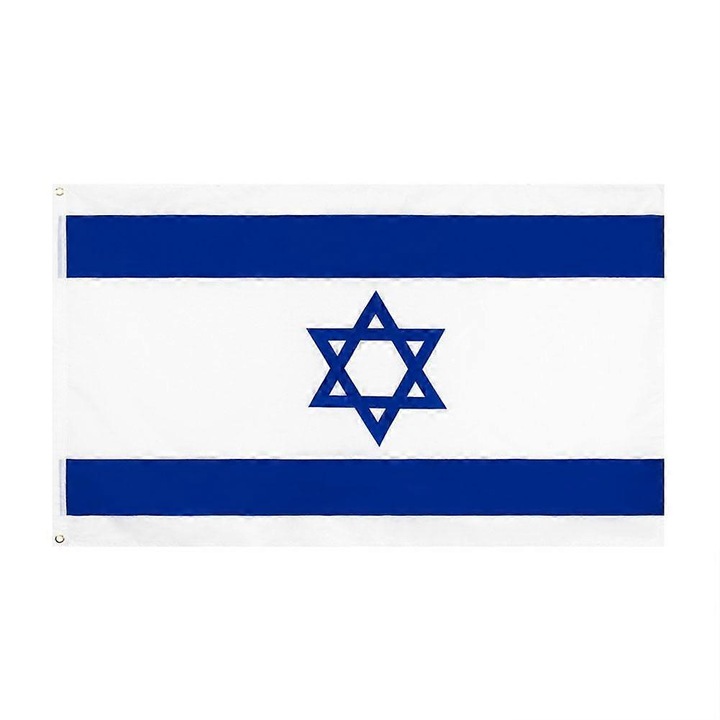 Steag Israel, 3x5ft, poliester 100%, rezistent la UV, albastru