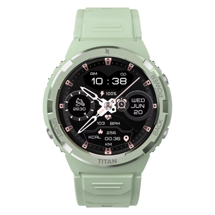 Смарт часовник MAXCOM Titan Valkiria FW100, AMOLED екран 1.3", Android/iOS, 29g, IP69 Зелен