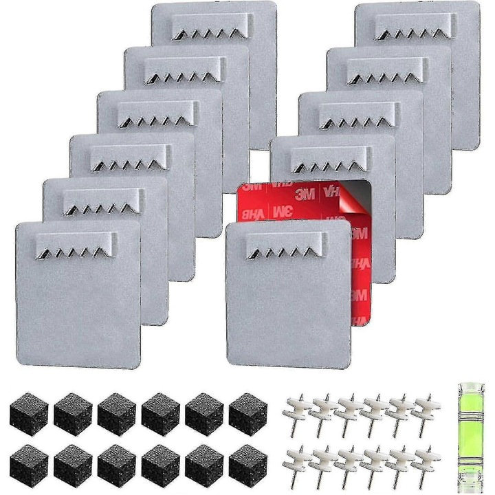 Set 12 suporturi pentru poze, 4x4cm, capacitate 5kg, adeziv puternic, montare fara gaurire