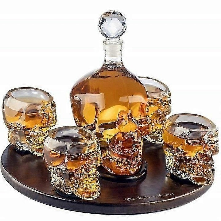 Комплект ръчно издухани стъклени декантерни гарафи, 20x9x9 см, без олово, със стъклена запушалка и гумено уплътнение