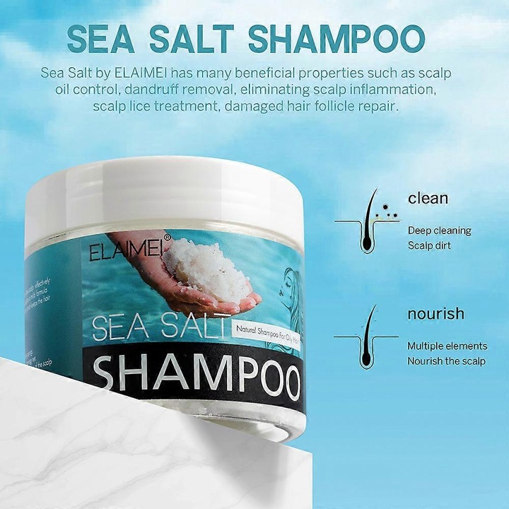 Sampon exfoliant cu sare de mare, 200g, 7.2x7.2x6.5cm