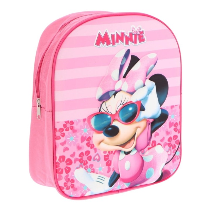 3D gyerek hátizsák, 30x26x10 cm, állítható pántokkal, többszínű, Minnie egér