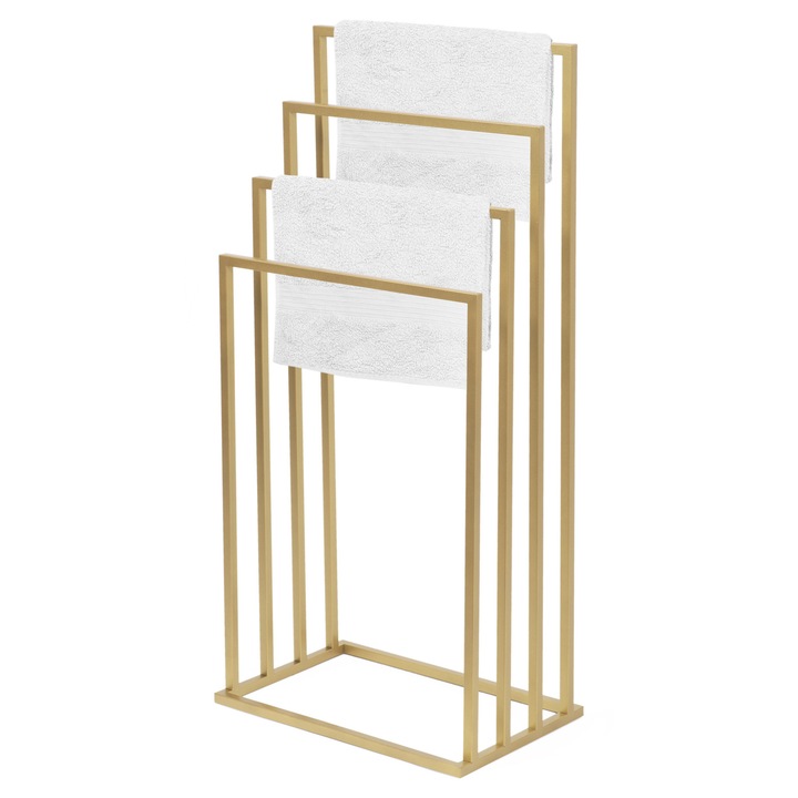 Suport pentru prosoape, FRAMADO, 45x29x96 cm, Vivo, 4 bare, Auriu