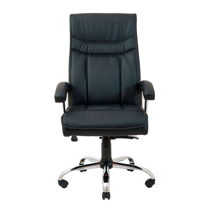 Burgas irodai szék, RONDI, ekológikus bőr, billenőmechanizmus, kárpitozott karfák, fekete