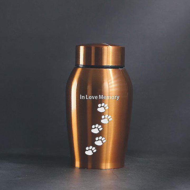 Urna de crematie din inox pentru animale de companie, capacitate 250ML, auriu, 6x14CM