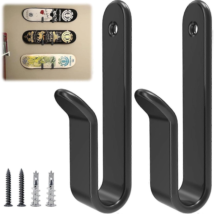 Suport pentru snowboard, clipsuri, design din otel si cauciuc, montare usoara, set de 2 bucati