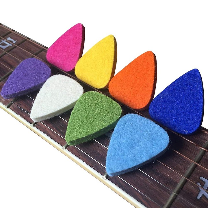 Filc gitár- és ukulele pengetők, 8 darabos készlet, többszínű, 3x2,5 cm