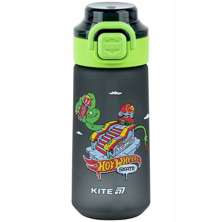 Бутилка за вода за момче за училище Hot Wheels със сламка и отвор за пиене от tritan без BPA Kite 560 мл